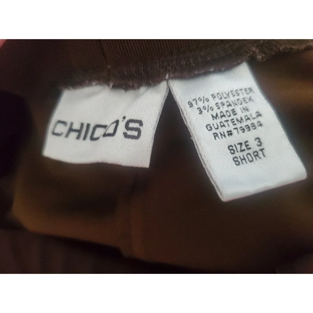 Chico's Brown Polyester Stretch Pull-On Dress Pants Career Sz 3 or XL SHORT